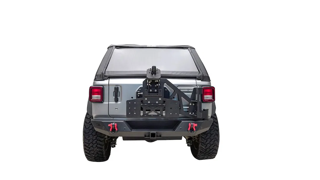 81-21501 – PARAMOUNT Spare Tire Carrier, Rear Bumper 40 Inch Max Tire Powder Coated Black Steel Requires Bumper